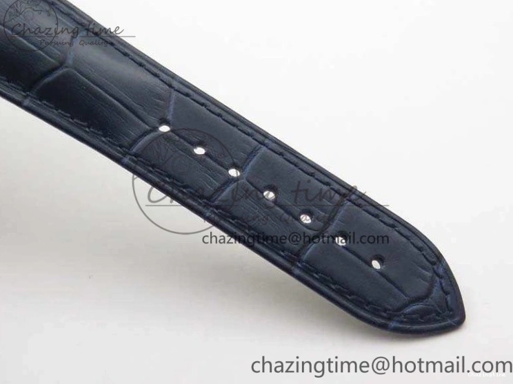 0128 QuickDry De Ville Chronograph RG OMF 1:1 Best Edition Blue Dial On Blue Leather Strap A 8107